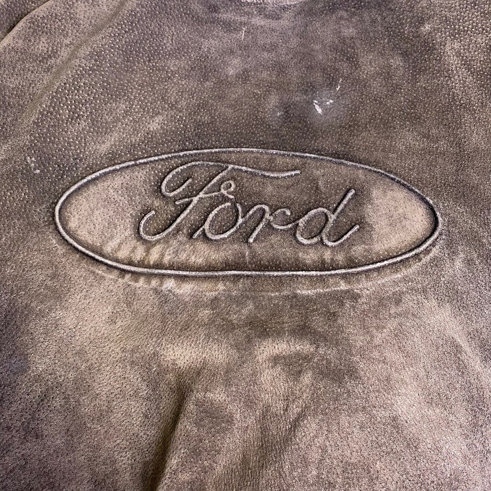 90s Ford Jacket XL Mens Bill Elliot Suede Leather Heavy Distressed Thrashed USA